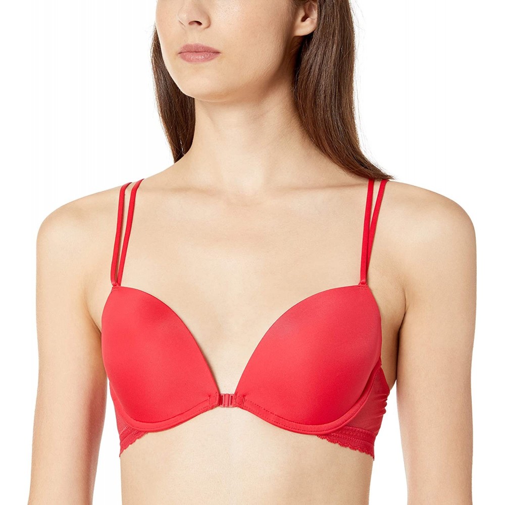 Bras Women's Shadow MESH Front Close Bra Bra - Ruby - C4180ZD9YAM