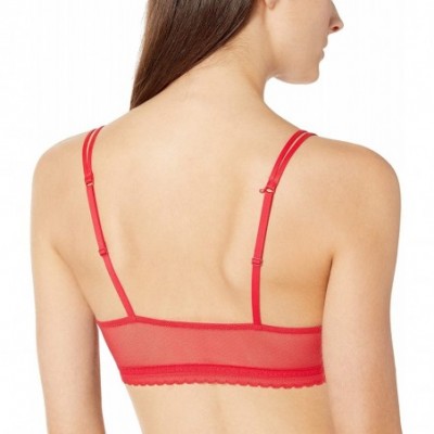 Bras Women's Shadow MESH Front Close Bra Bra - Ruby - C4180ZD9YAM