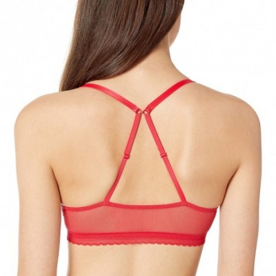 Bras Women's Shadow MESH Front Close Bra Bra - Ruby - C4180ZD9YAM