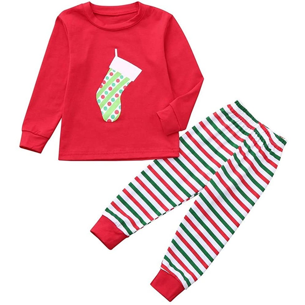 Sleep Sets Cotton Blends Pajama Set for Adult Kids- Christmas Socks/Reindeer/Tree/Snowman Pattern Winter Warm Casual Clothes ...