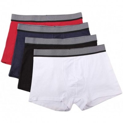 Trunks 4-Pack Men's Low Rise Trunks Underwear Size XXS-XL 92% Cotton Basic Black Red Blue Grey Brown Breathable Soft - 4 Pack...