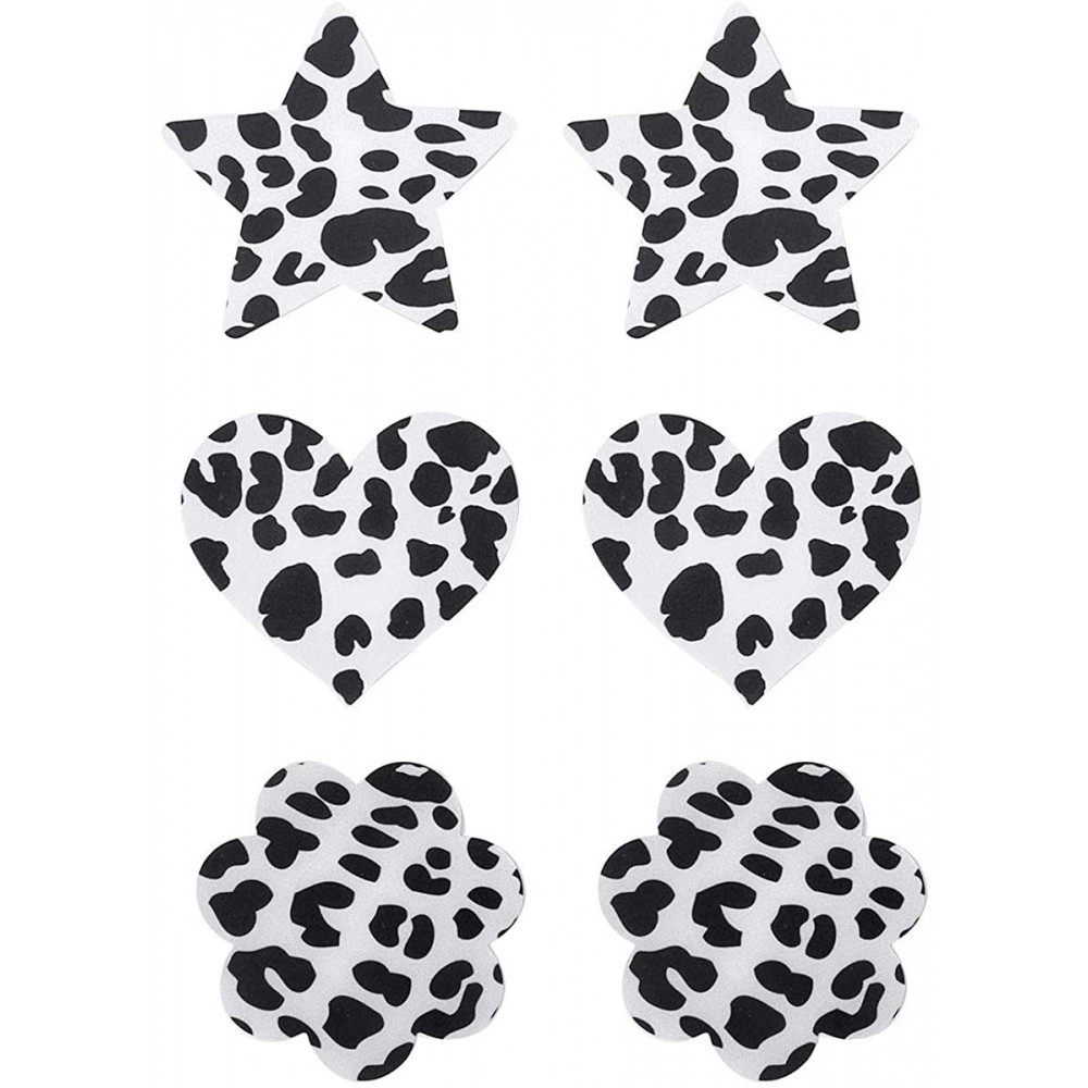 Accessories 15 Pairs Nipple Cover Cow Printed Disposable Self-Adhesive Breast Petal Breast Covers Stickers Bra - Black & Whit...