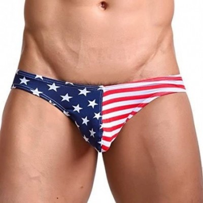 Briefs Men's Underwear-USA Flag Sexy Low Waist Briefs Thong G-String Bikini - CX182SE6TRE