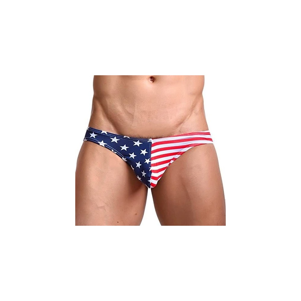 Briefs Men's Underwear-USA Flag Sexy Low Waist Briefs Thong G-String Bikini - CX182SE6TRE