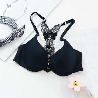 Bras Women Front Closure Bra Sexy Lace Push Up Bras ANK Cami Crop Underwear - Black C - CR18IH3KRWH