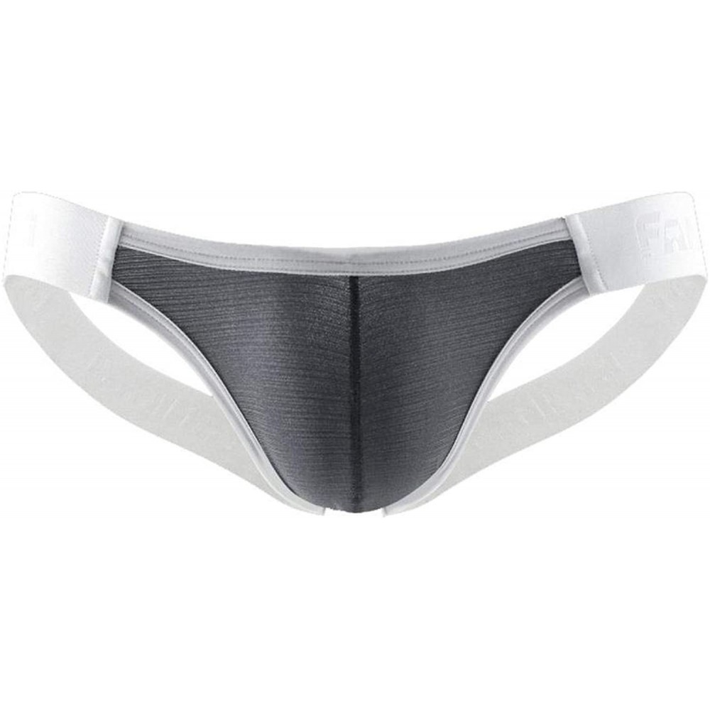 G-Strings & Thongs G Strings Men Sexy Thongs Jockss Underwear Cuecas Tanga Open Briefs G-Strings Smooth Underpants - Gray - C...