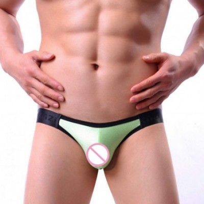 G-Strings & Thongs G Strings Men Sexy Thongs Jockss Underwear Cuecas Tanga Open Briefs G-Strings Smooth Underpants - Gray - C...