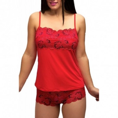 Camisoles & Tanks Women's Victorian Red Microfiber and Lace Cami - Red - CM11I42F1BB