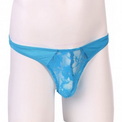 G-Strings & Thongs Men's Sheer Lace Floral Sissy Low Rise Sexy G-String Elastic Waistband T-Back Tangas Bikini Briefs Underwe...