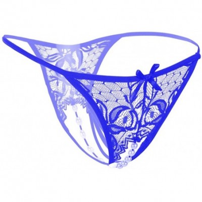 Panties Women Sexy Floral Lace Tanga Panty - Blue - CY18AOS0K3L