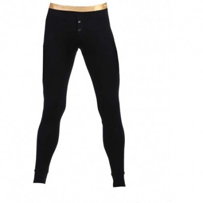 Thermal Underwear Mens Long Johns Thermal Pants Low Rise Pouch Underwear Leggings Tights - Style-3-black - C41922N9KAI