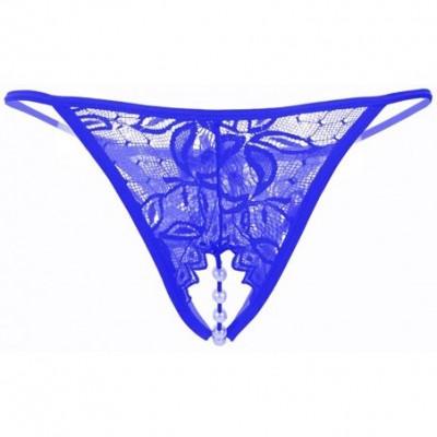 Panties Women Sexy Floral Lace Tanga Panty - Blue - CY18AOS0K3L