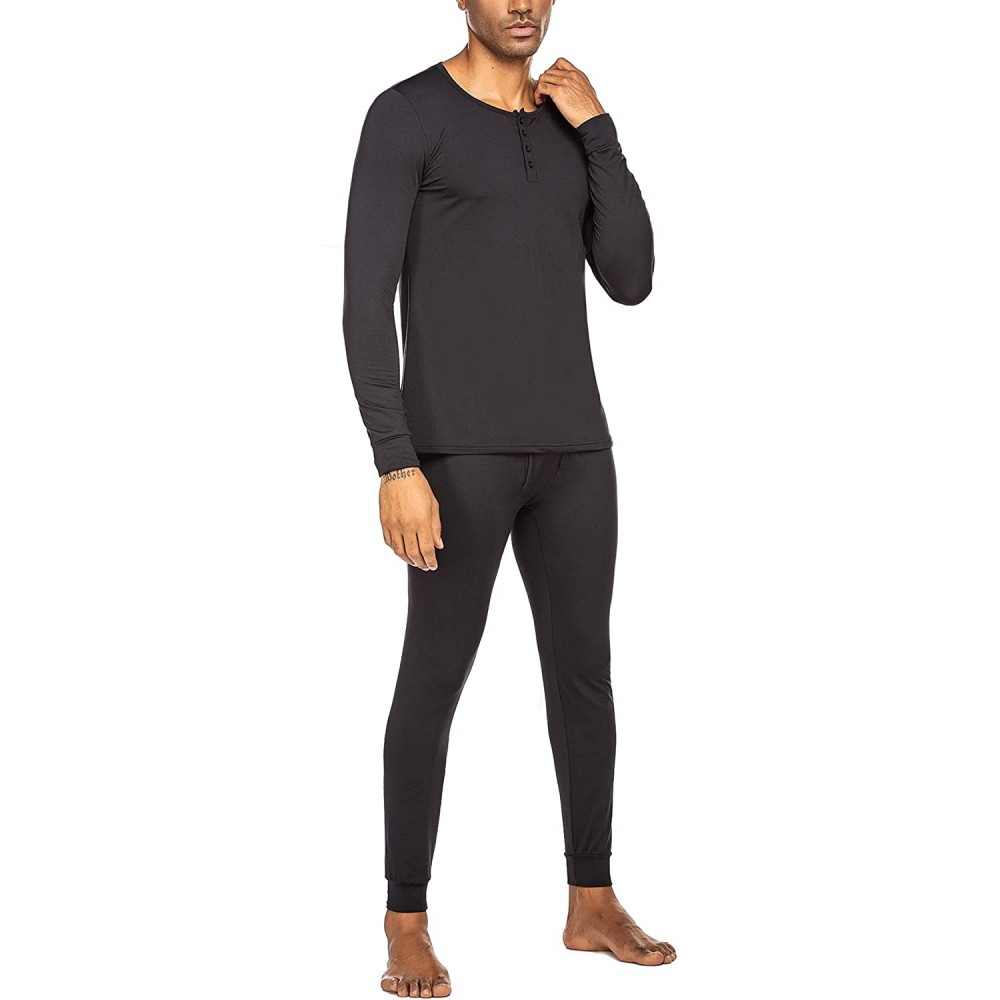 Thermal Underwear Women's Thermal Underwear Sets Micro Fleece Lined Long Johns Base Layer Thermals 2 Pieces Set - Men's - Gre...