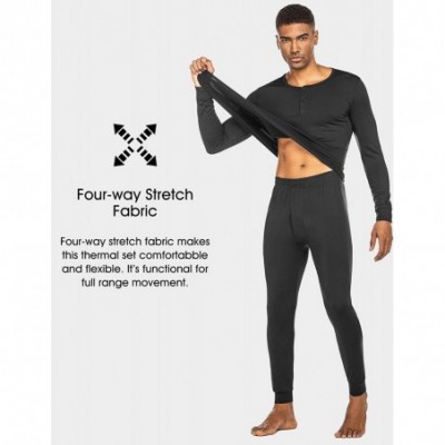 Thermal Underwear Women's Thermal Underwear Sets Micro Fleece Lined Long Johns Base Layer Thermals 2 Pieces Set - Men's - Gre...