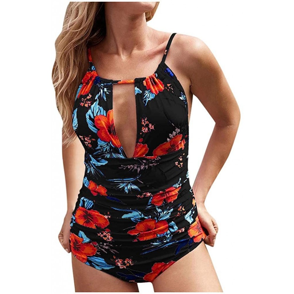 Bustiers & Corsets Womens Sexy Hollow Out V-Neck Adjustable Strap Solid Color One-Piece Swimsuit Monokini Beachwear Swimwear ...