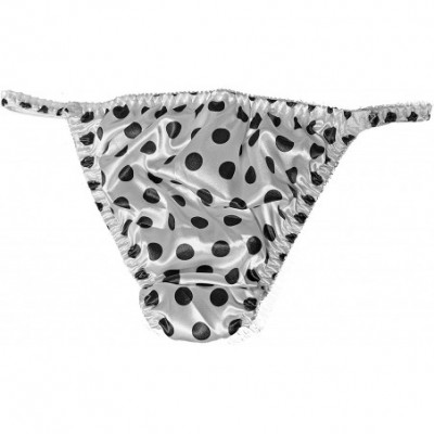 Panties Women's Polkadot Tanga Bikini Briefs Satin Panties - White - CK18OG5CDWC