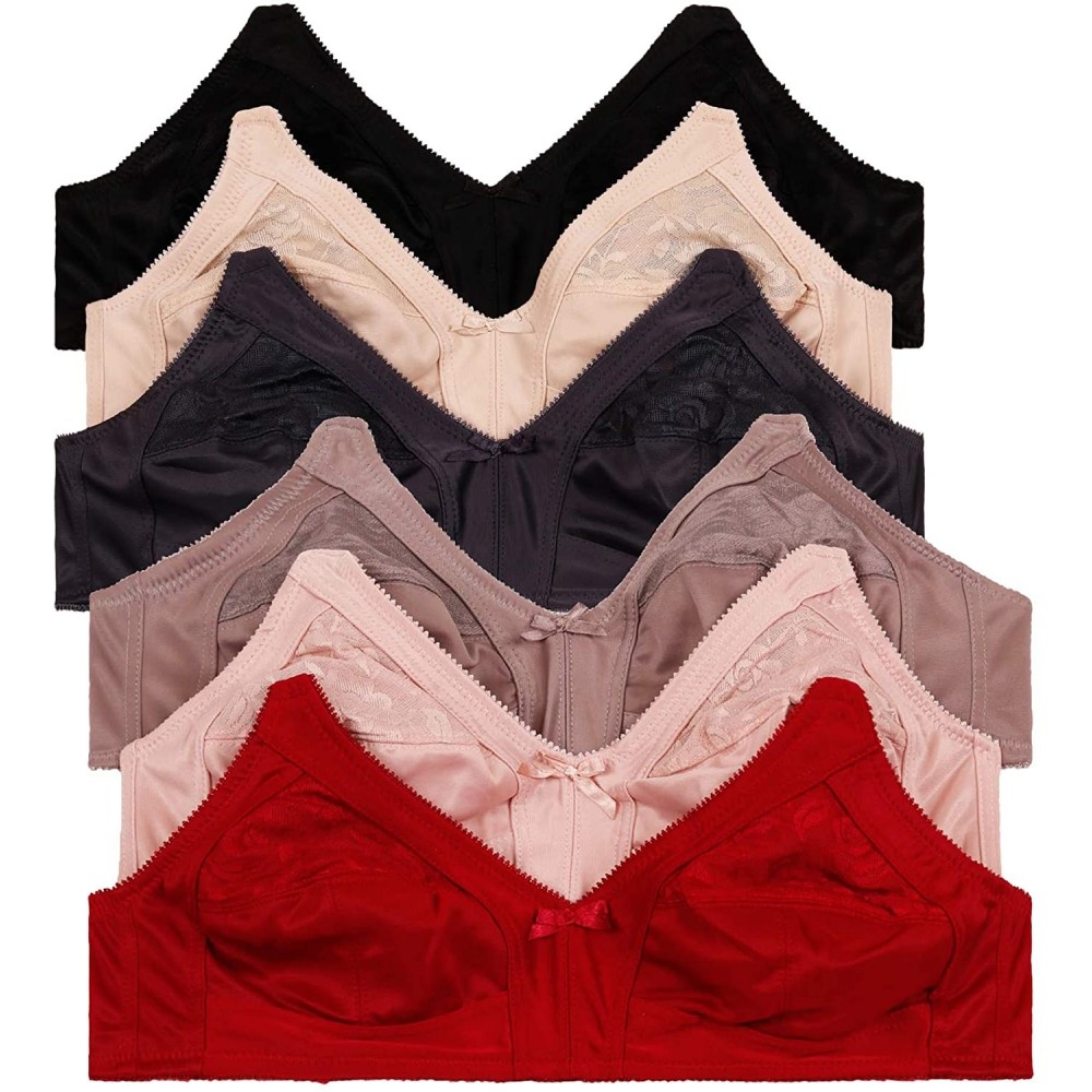 Bras Women's No Wire Cotton Mama Bra (Packs of 6) - Various Styles - Ruby - CB18YW4Z9ZH