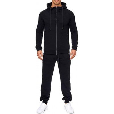 Shapewear Men's Patchwork Sweatshirt Suit Top Pants Sets Sports Suit Tracksuit Spring Autumn - G Black - CO195HS30IC