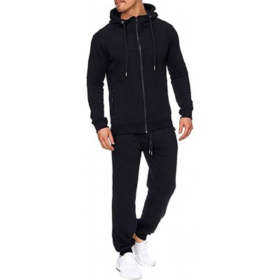 Shapewear Men's Patchwork Sweatshirt Suit Top Pants Sets Sports Suit Tracksuit Spring Autumn - G Black - CO195HS30IC