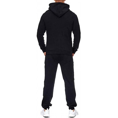 Shapewear Men's Patchwork Sweatshirt Suit Top Pants Sets Sports Suit Tracksuit Spring Autumn - G Black - CO195HS30IC