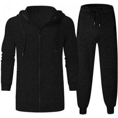 Shapewear Men's Patchwork Sweatshirt Suit Top Pants Sets Sports Suit Tracksuit Spring Autumn - G Black - CO195HS30IC