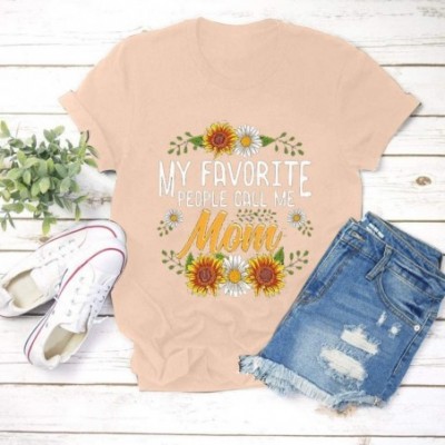 Tops Mother's Day Women's Large Size Summer Letter Printing Short Sleeve Round Neck T-Shirt Top Vest - Q-navy - CZ196YKGCL9