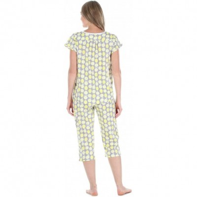 Sets Women's Sleepwear Cotton Short Sleeve Pajama Set - Capri Set - Lemons - CM18IHGW53W