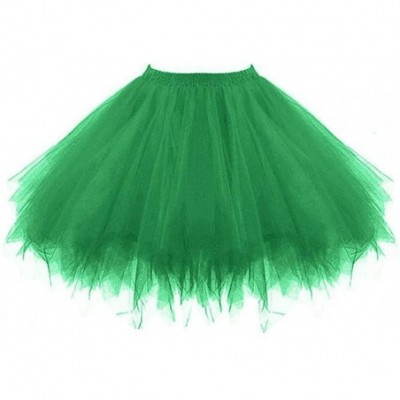 Slips Teens Tutu Pleated Gauze Short Skirt Tulle Sequin Petticoat Adult Plus Size Skirt Classic Elastic - Green - CS194ZTWM39