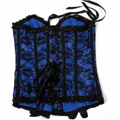 Bustiers & Corsets Women's Sexy Bow Lace Corset Bustier Bodyshaper Top Bodice S-6XL - Blue 2 - CC12H7NKW4X