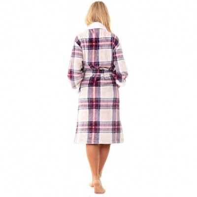 Robes Women's Soft Fleece Robe - Pink Tartan - CQ18XTLRSCK