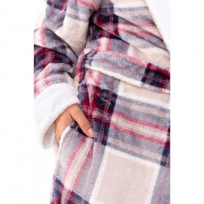 Robes Women's Soft Fleece Robe - Pink Tartan - CQ18XTLRSCK