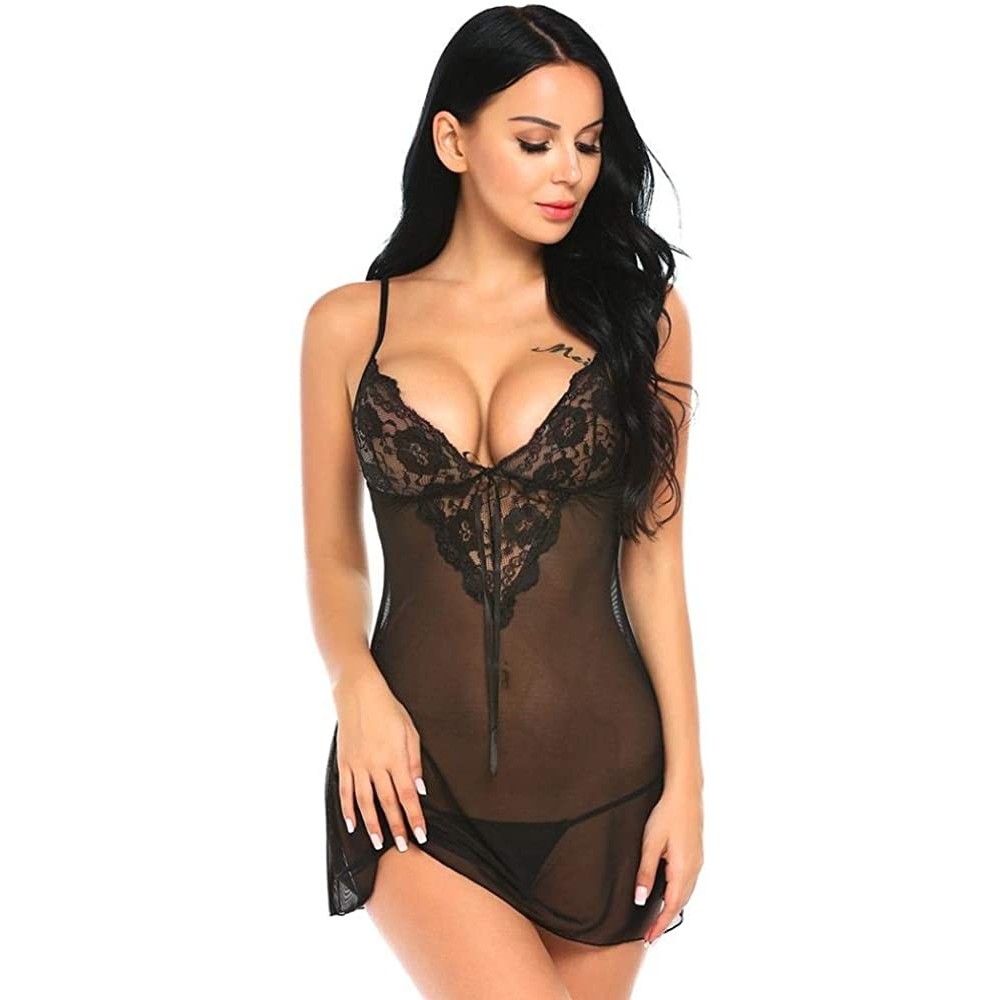 Baby Dolls & Chemises Babydoll Lingerie for Women Sexy Sexy Underwear Lingerie Erotic Babydoll Dress Transparent Sleepwear Wo...