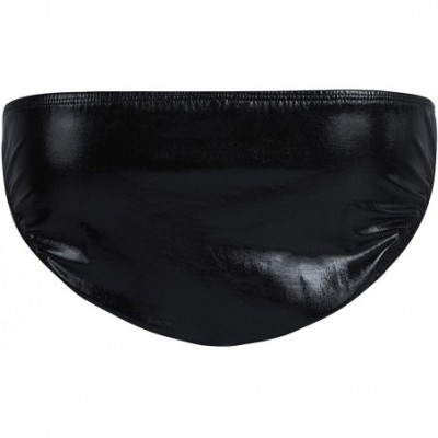 Briefs Men Metallic Shiny Bulge Pouch Elephant Underwear Enhance Underpants - Black - CD18TWZ0OYL