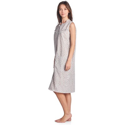 Nightgowns & Sleepshirts Women's Snap Front Sleeveless Lounger Housecoat - Grey - CC182I87W9O