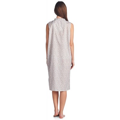 Nightgowns & Sleepshirts Women's Snap Front Sleeveless Lounger Housecoat - Grey - CC182I87W9O