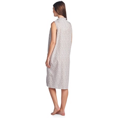 Nightgowns & Sleepshirts Women's Snap Front Sleeveless Lounger Housecoat - Grey - CC182I87W9O