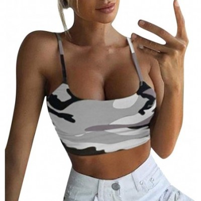 Shapewear Women's T Shirt Sleeveless Shirts Tunic Camouflage Sexy Crop Halter Blouse Tanks Vest Tops - Gray - CK18ORILCZ6