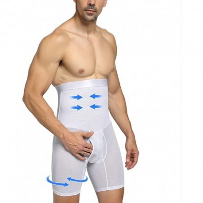 Boxer Briefs Mens High Waist Compression Shapewear Slimming Body Shaper Tummy Control Shorts Briefs Underwear - White01-mesh ...