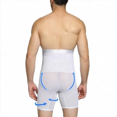 Boxer Briefs Mens High Waist Compression Shapewear Slimming Body Shaper Tummy Control Shorts Briefs Underwear - White01-mesh ...