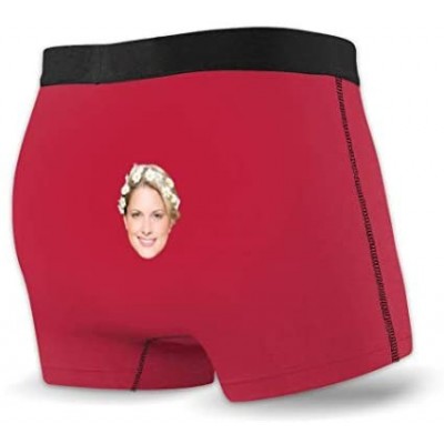 Briefs Customized Character Girlfriend Face Personalized Photo Men's Underwear (S-XXL) - Red - C919DRTC8ZI