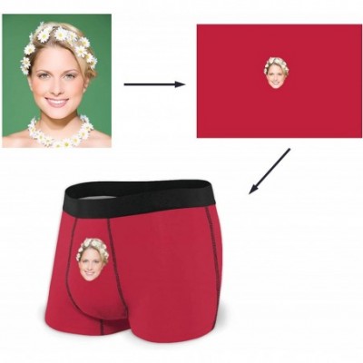 Briefs Customized Character Girlfriend Face Personalized Photo Men's Underwear (S-XXL) - Red - C919DRTC8ZI