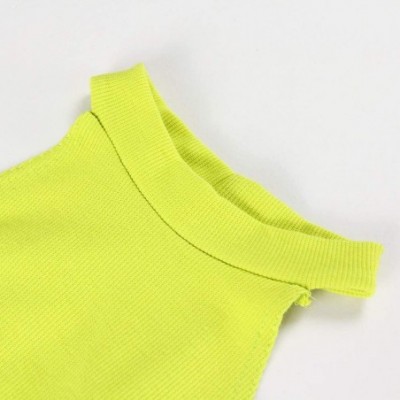 Shapewear Women's Sleeveless Mock Neck Bodysuit High Cut Bodycon Bodysuit Leotard - Neon Green - CP18WSXA3XW