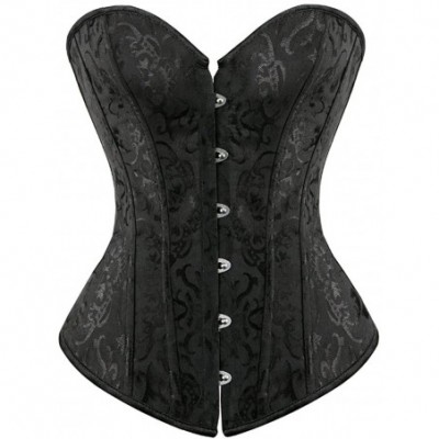 Bustiers & Corsets Women's Bustier Corset Top Sexy Lingerie Sets Black Satin Waist Cincher - 2340black - CM18K49CU4E