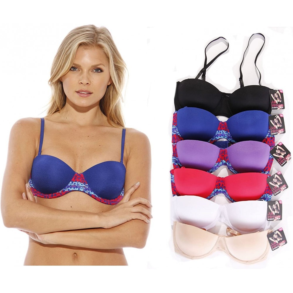 Bras Bras for Women - Petite to Plus Size Full Figure (Pack of 6) - Push Up Convertible Strapless Bra - CC12BP57HAF