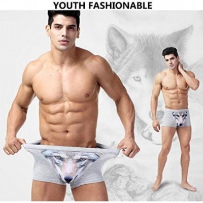 Boxers Mens Boxer Briefs Underwear Comfortable Fashionable Wolf Boxers 3D Printing Men Pack - Gray+black+dark Gray+blue+red -...