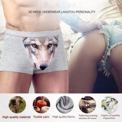 Boxers Mens Boxer Briefs Underwear Comfortable Fashionable Wolf Boxers 3D Printing Men Pack - Gray+black+dark Gray+blue+red -...