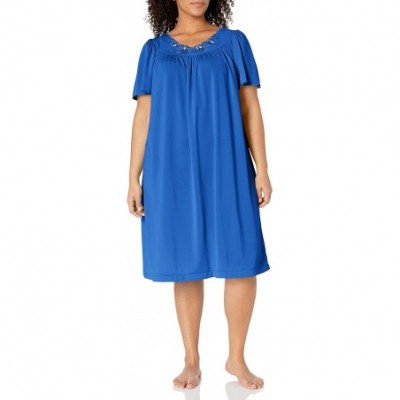 Nightgowns & Sleepshirts Women's Plus-Size Petals 3/4 Sleeve 41 Inch Waltz Coat - Navy - CD12KSTDIGH