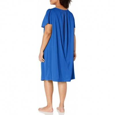 Nightgowns & Sleepshirts Women's Plus-Size Petals 3/4 Sleeve 41 Inch Waltz Coat - Navy - CD12KSTDIGH