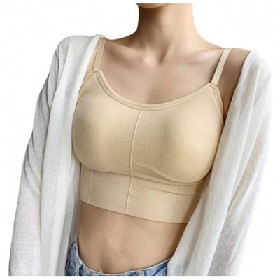 Camisoles & Tanks Women Tank Cami Crop Top Spaghetti Strap Camisole Padded Crop Tops for Women Girls Adjustable Strap Cami Br...