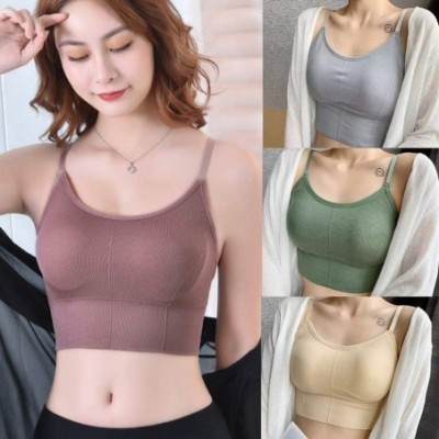 Camisoles & Tanks Women Tank Cami Crop Top Spaghetti Strap Camisole Padded Crop Tops for Women Girls Adjustable Strap Cami Br...